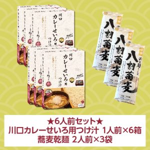 【6人前】川口カレーせいろ用つけ汁 1人前×6箱 ＋ 乾麺 2人前×3袋